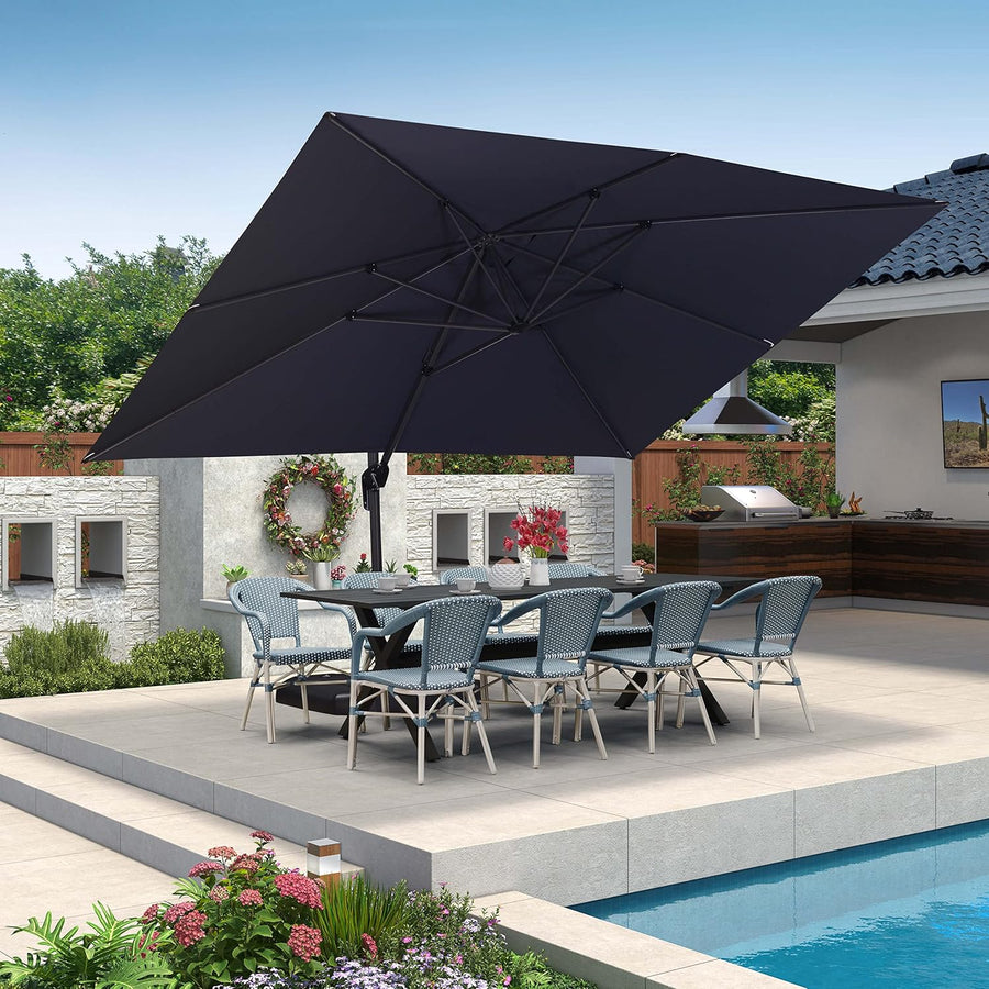PURPLE LEAF Outdoor Umbrella Rectangle Aluminium Cantilever Umbrella with 360° Rotation for Garden pool beach