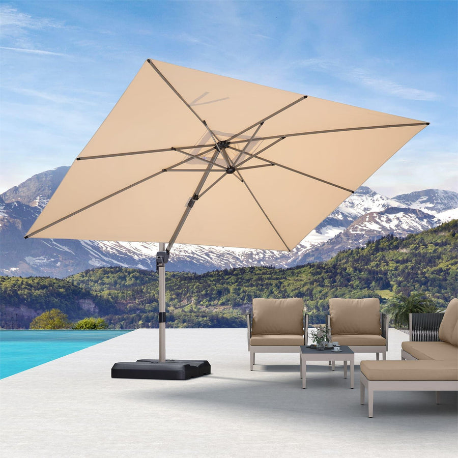 PURPLE LEAF Deluxe Aluminium Outdoor Patio Umbrella Square Cantilever Umbrellas