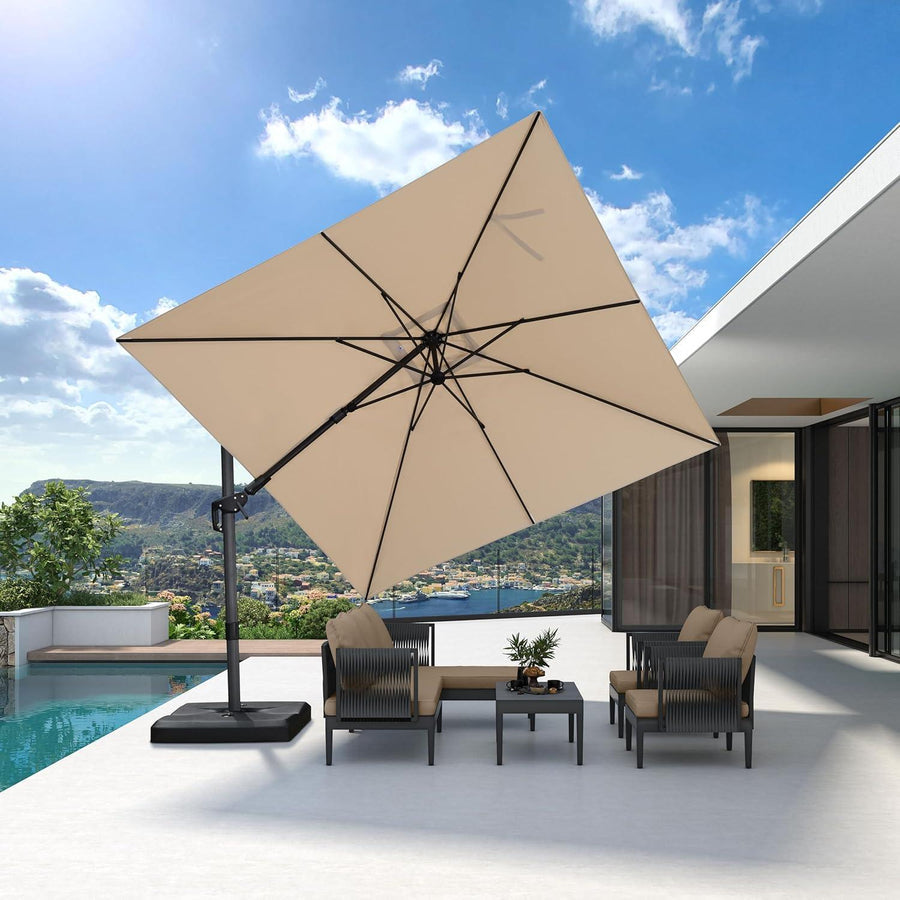 PURPLE LEAF Economical Patio Umbrella Swivel Squrare Outdoor Umbrellas