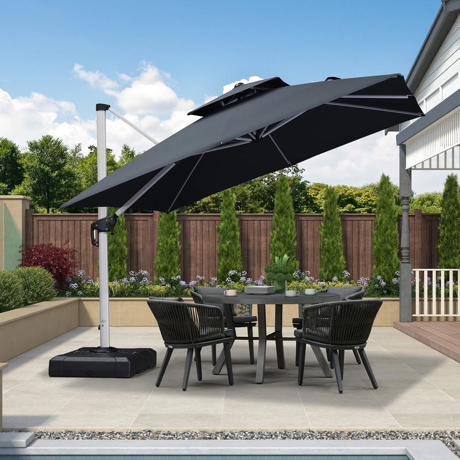 PURPLE LEAF Double Top 360 Degree Rotation Square Patio Classic Umbrella