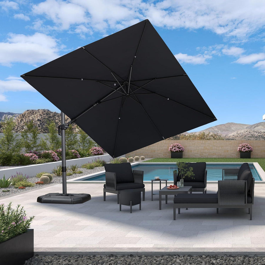 PURPLE LEAF Economical Patio Umbrella Swivel Squrare Outdoor Umbrellas