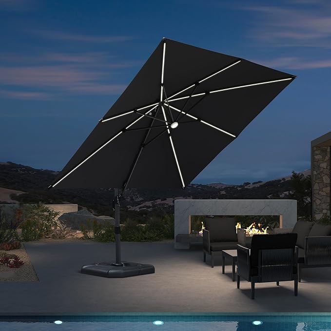 PURPLE LEAF LED Economical Patio Umbrellas Outdoor Umbrella with Lights