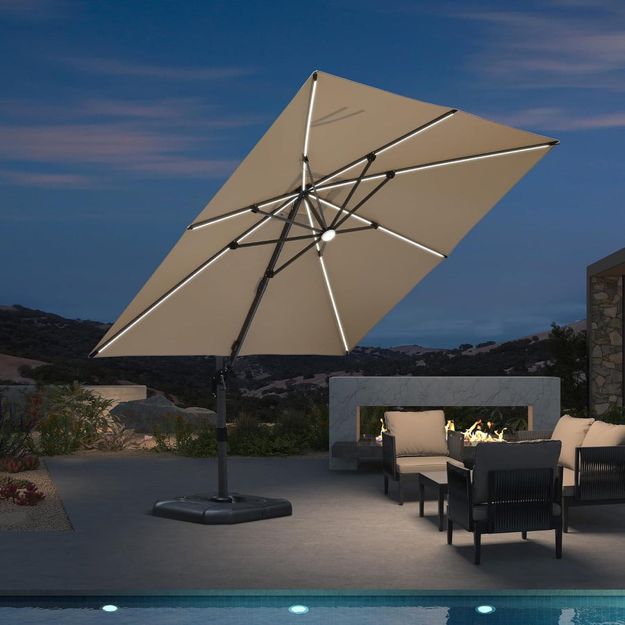PURPLE LEAF LED Economical Patio Umbrellas Outdoor Umbrella with Lights