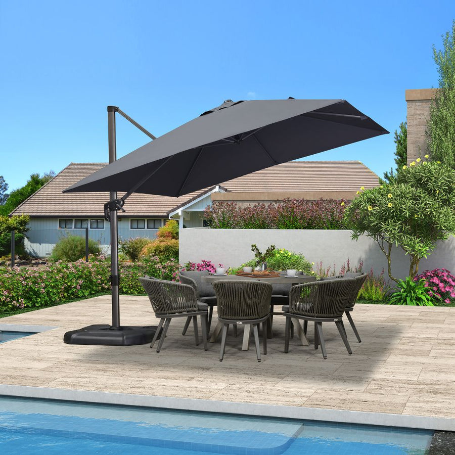 PURPLE LEAF Outdoor Umbrella Square Aluminium Cantilever Umbrella with 360° Rotation for Garden pool beach