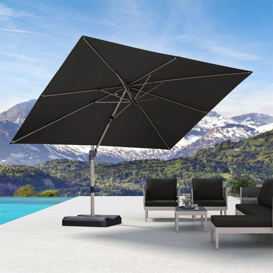 PURPLE LEAF Deluxe Aluminium Outdoor Patio Umbrella Square Cantilever Umbrellas