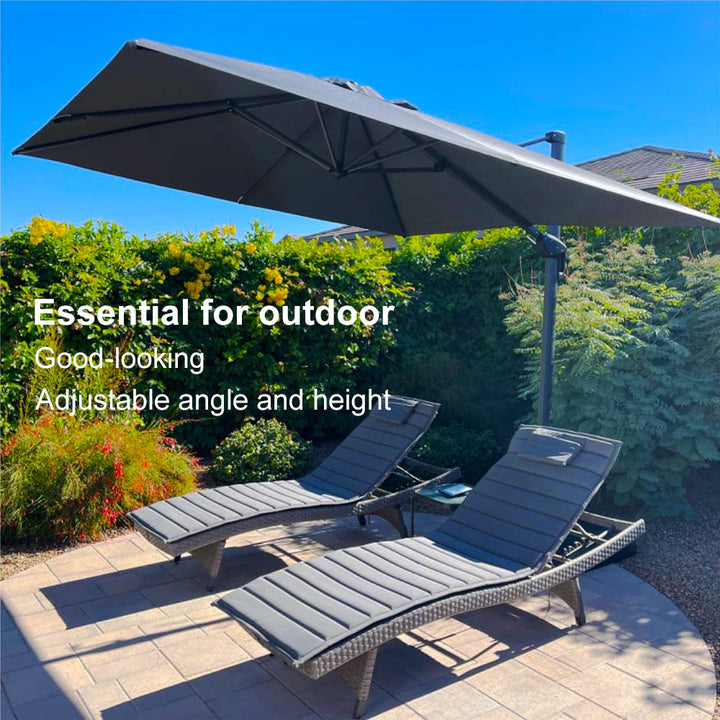 PURPLE LEAF Outdoor Umbrella Square Aluminium Cantilever Umbrella with 360° Rotation for Garden pool beach