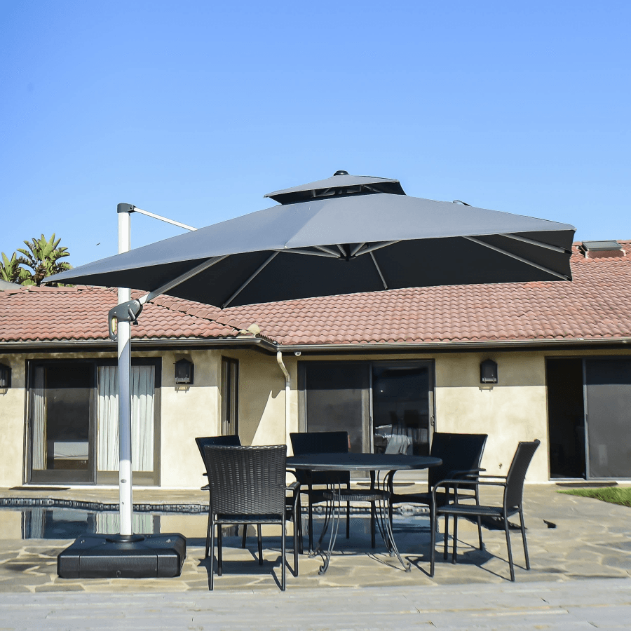 PURPLE LEAF Double Top 360° Rotation Windproof Square Cantilever Patio Classic Umbrella