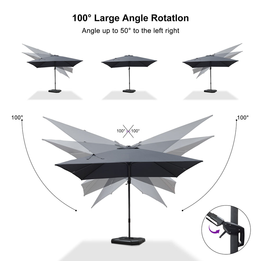 PURPLE LEAF Economical Patio Umbrella Swivel Squrare Outdoor Umbrellas