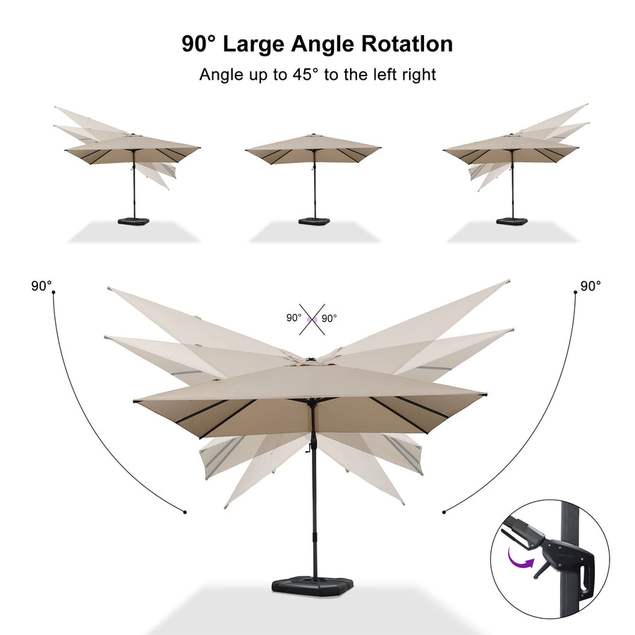 PURPLE LEAF Economical Patio Umbrella Swivel Squrare Outdoor Umbrellas