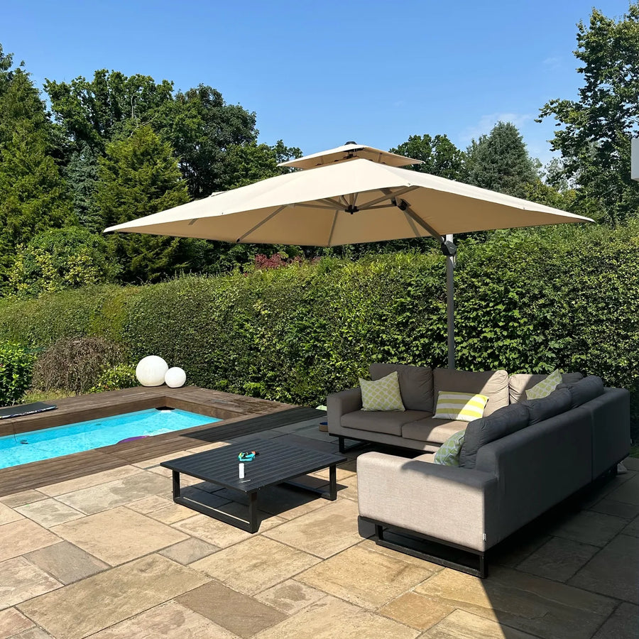 PURPLE LEAF Double Top 360° Rotation Windproof Square Cantilever Patio Classic Umbrella