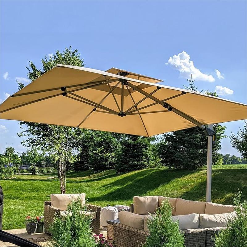PURPLE LEAF Double Top 360° Rotation Windproof Square Cantilever Patio Classic Umbrella