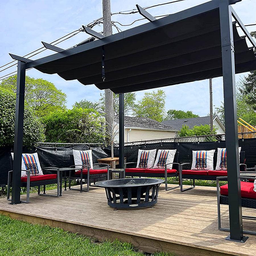 PURPLE LEAF Retractable Pergola with Double Sun Shade Canopy Heavy-Duty Aluminum Pergola