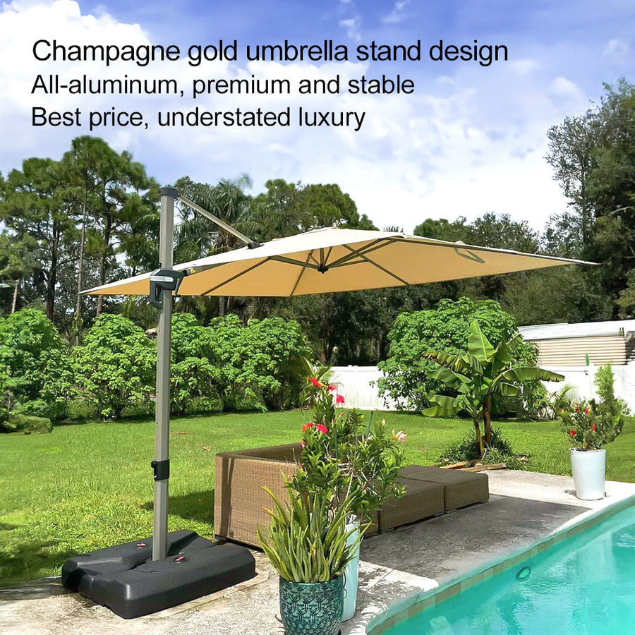 PURPLE LEAF Deluxe Aluminium Outdoor Patio Umbrella Square Cantilever Umbrellas