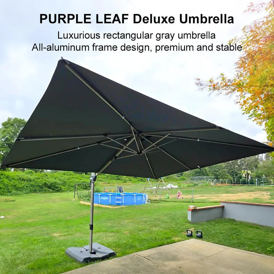 PURPLE LEAF Deluxe Aluminium Outdoor Patio Umbrella Square Cantilever Umbrellas