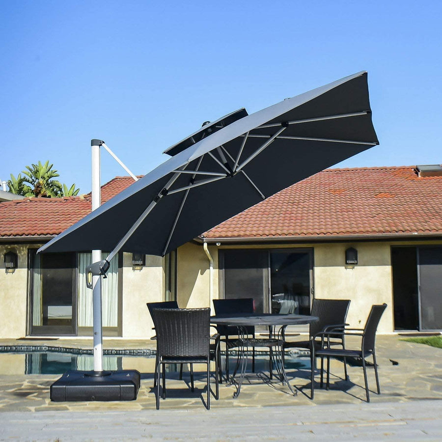 PURPLE LEAF Double Top 360° Rotation Windproof Square Cantilever Patio Classic Umbrella