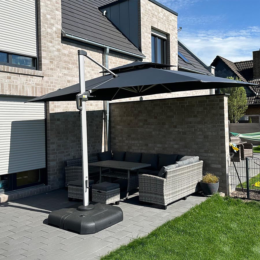 PURPLE LEAF Double Top 360° Rotation Windproof Square Cantilever Patio Classic Umbrella