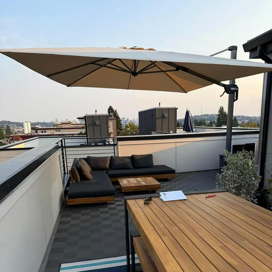 PURPLE LEAF Deluxe Aluminium Outdoor Patio Umbrella Square Cantilever Umbrellas
