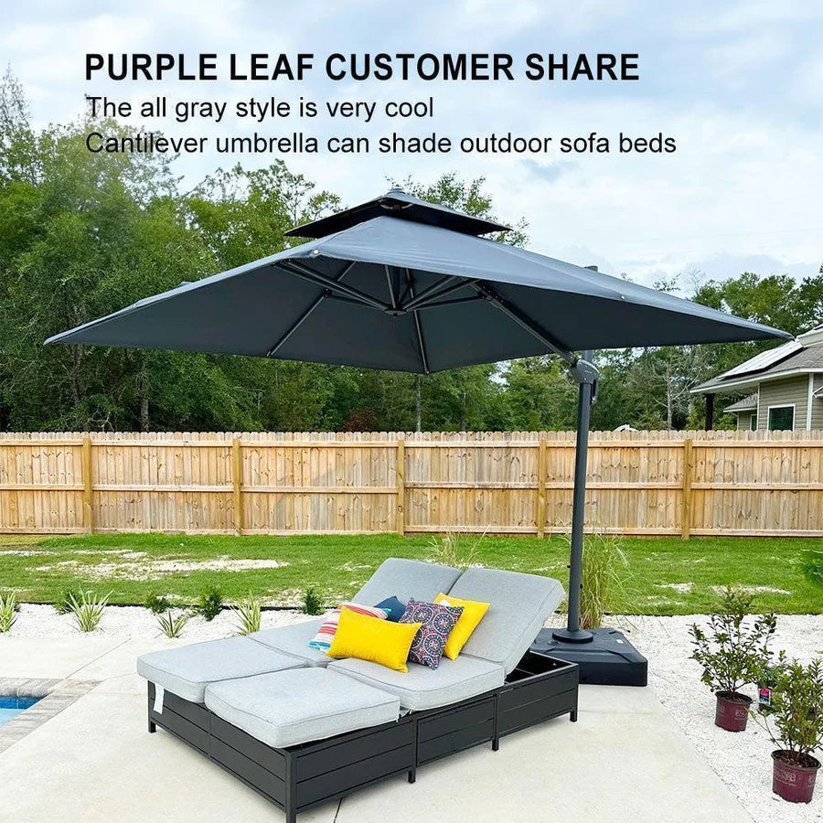 PURPLE LEAF Double Top Square Outdoor Standing Umbrella