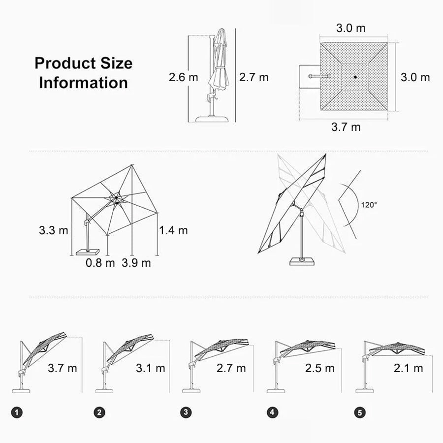 PURPLE LEAF Economical Patio Umbrella Swivel Square Outdoor Umbrellas