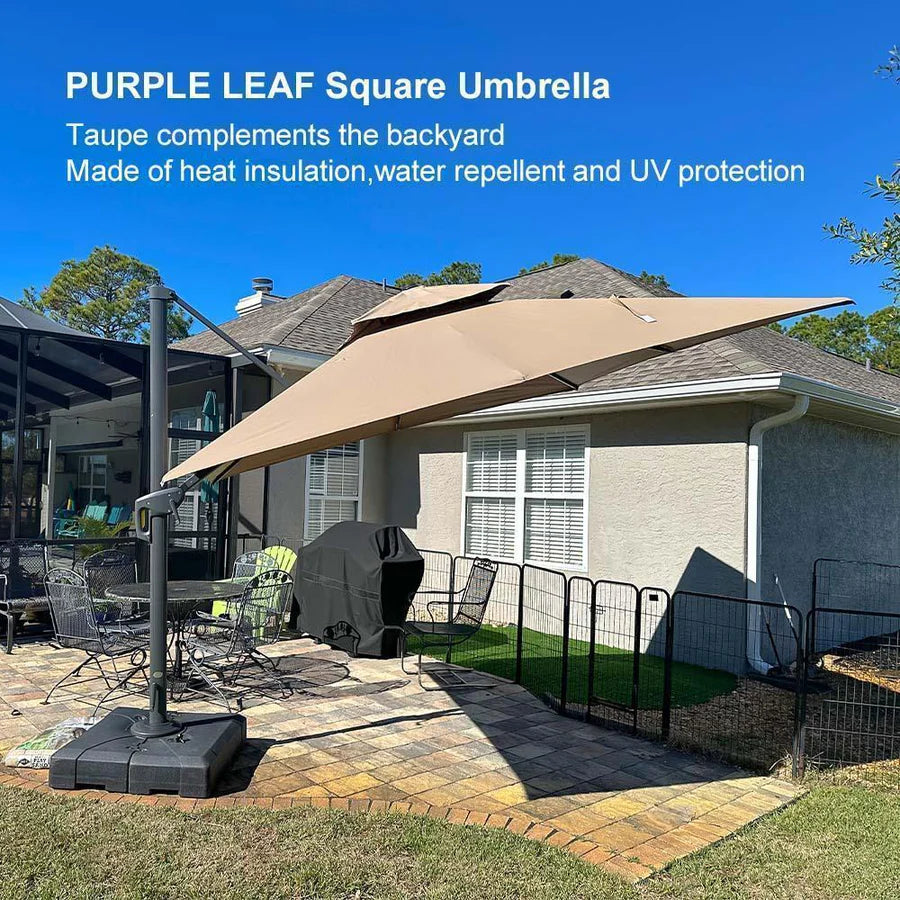 PURPLE LEAF Double Top Square Outdoor Standing Umbrella