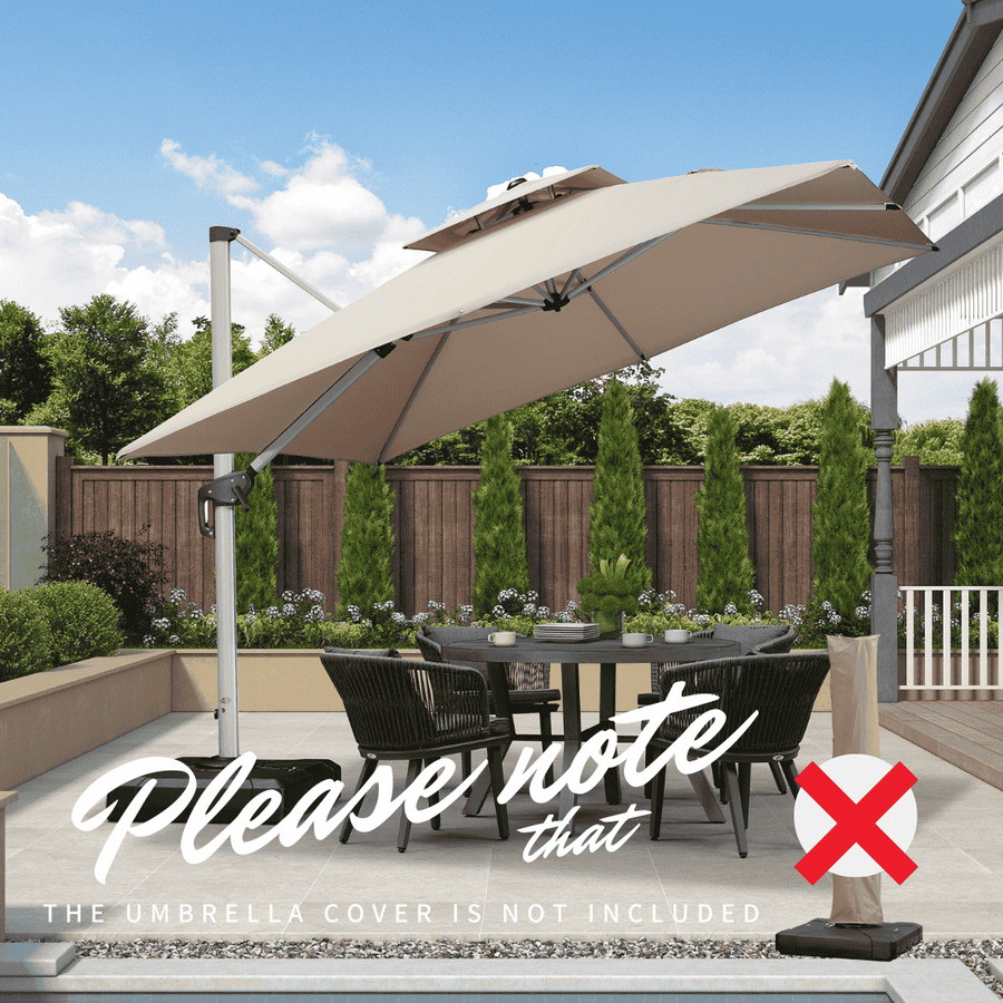 PURPLE LEAF Double Top 360° Rotation Windproof Square Cantilever Patio Classic Umbrella