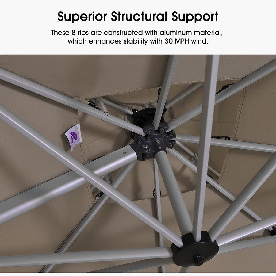 PURPLE LEAF Double Top 360° Rotation Windproof Square Cantilever Patio Classic Umbrella