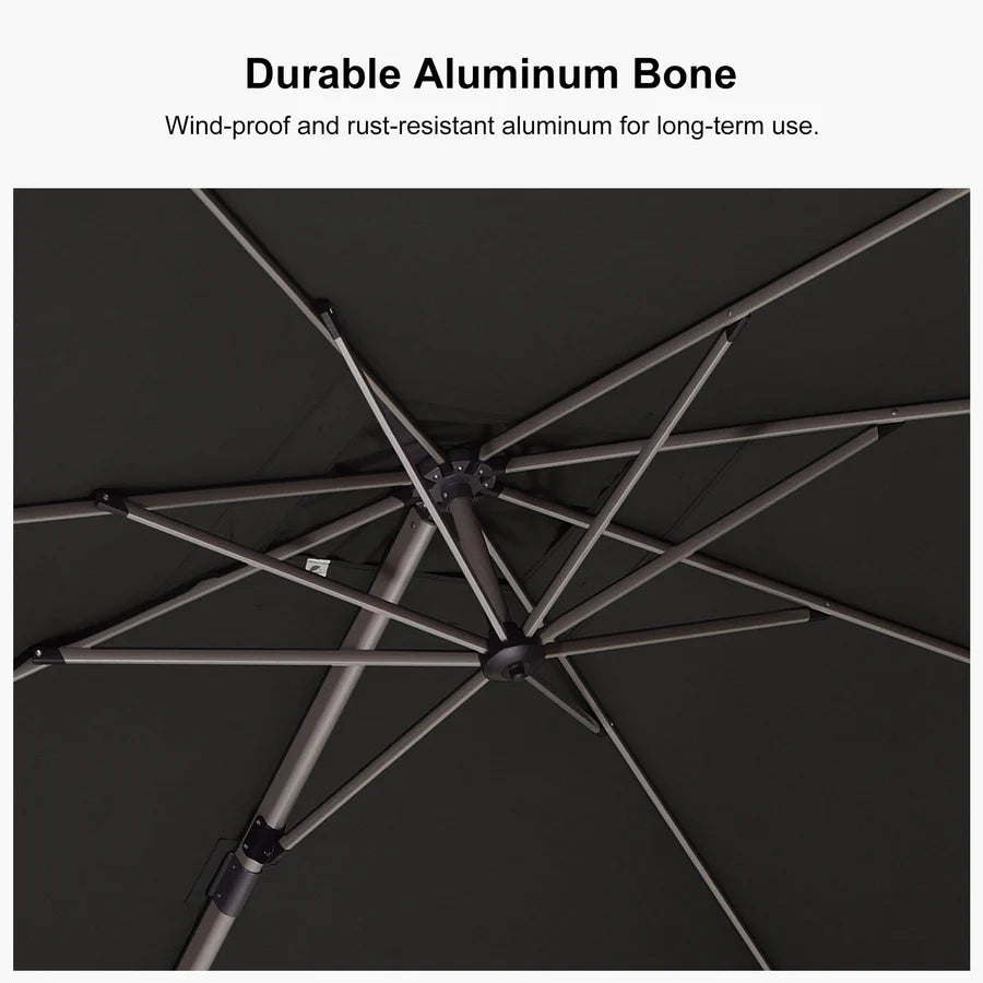 PURPLE LEAF Deluxe Aluminum Outdoor Patio Umbrella Square Cantilever Umbrellas