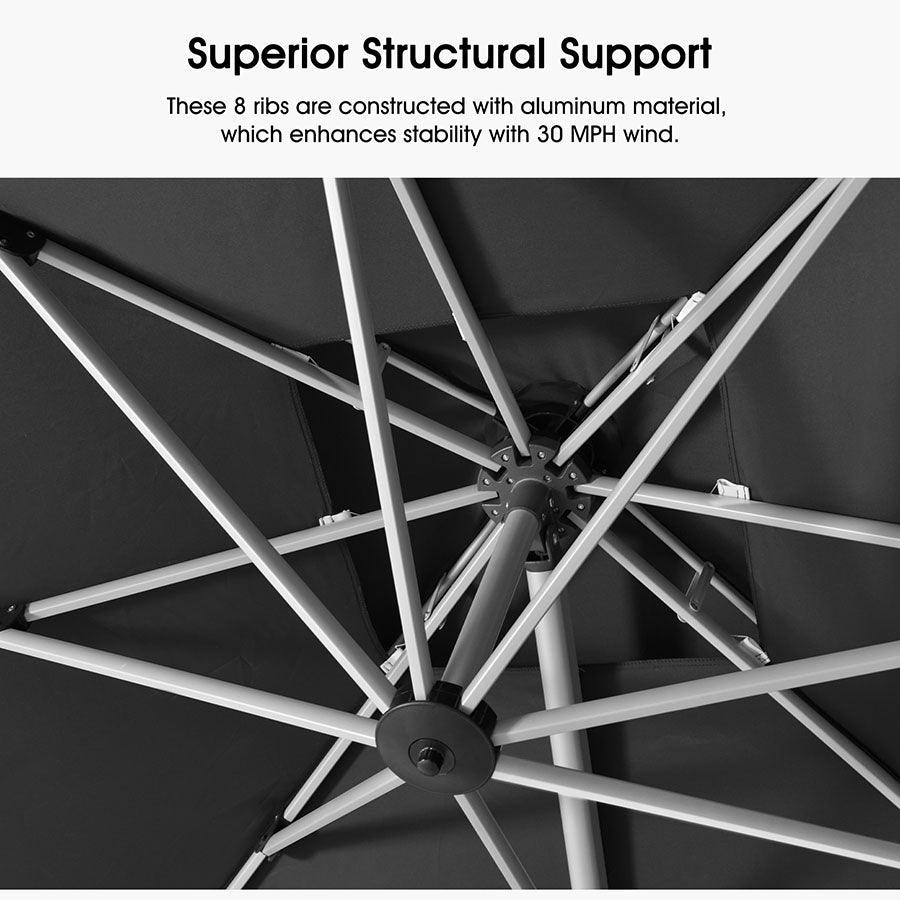 PURPLE LEAF Double Top 360° Rotation Windproof Square Cantilever Patio Classic Umbrella