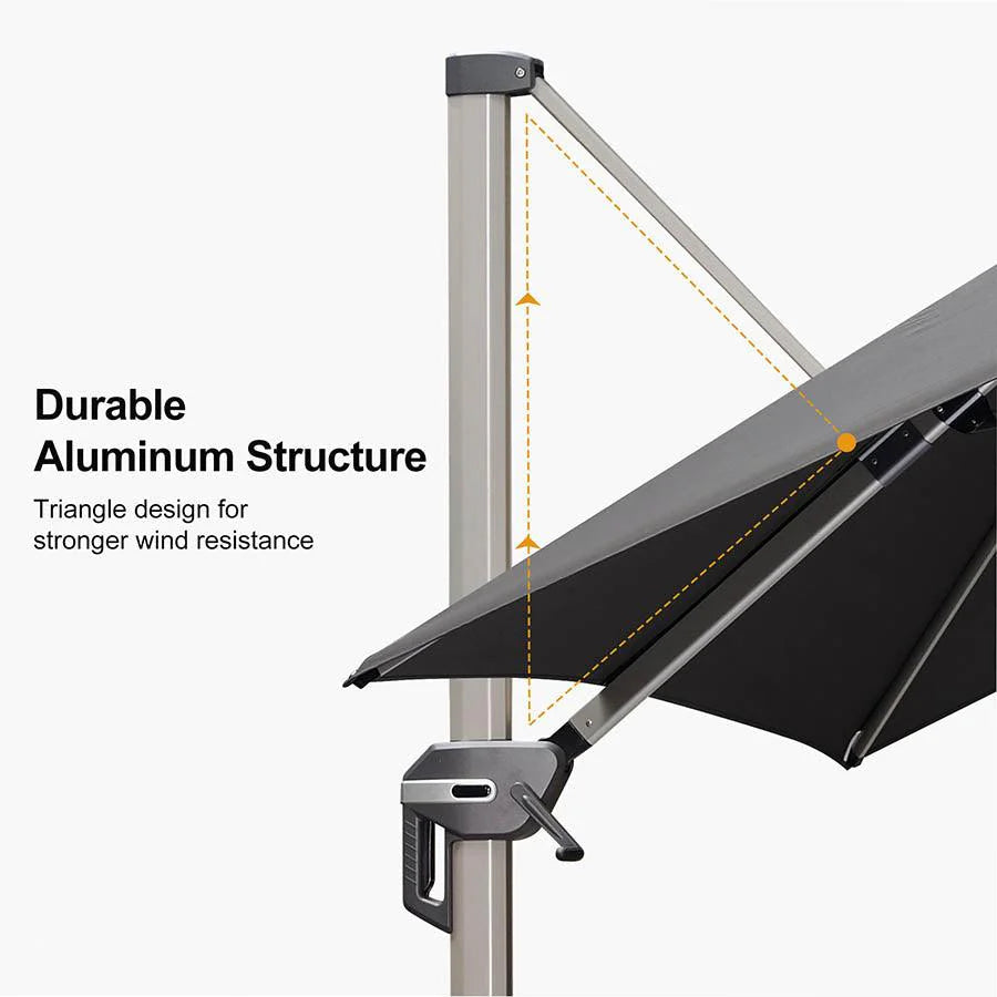 PURPLE LEAF Deluxe Aluminium Outdoor Patio Umbrella Square Cantilever Umbrellas