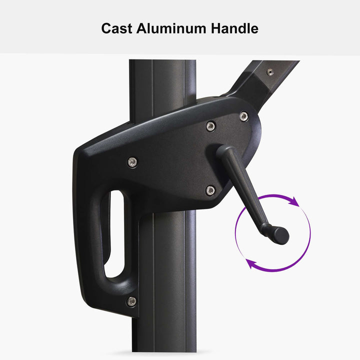 PURPLE LEAF Outdoor Umbrella Square Aluminium Cantilever Umbrella with 360° Rotation for Garden pool beach