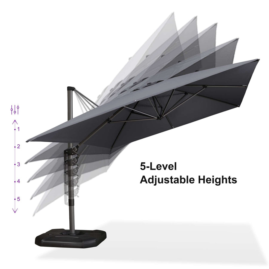 PURPLE LEAF Outdoor Umbrella Rectangle Aluminium Cantilever Umbrella with 360° Rotation for Garden pool beach