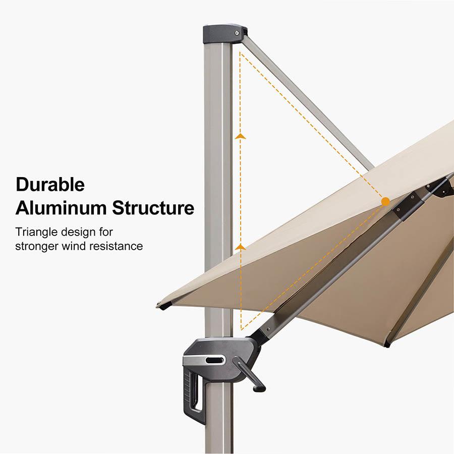PURPLE LEAF Deluxe Aluminium Outdoor Patio Umbrella Square Cantilever Umbrellas