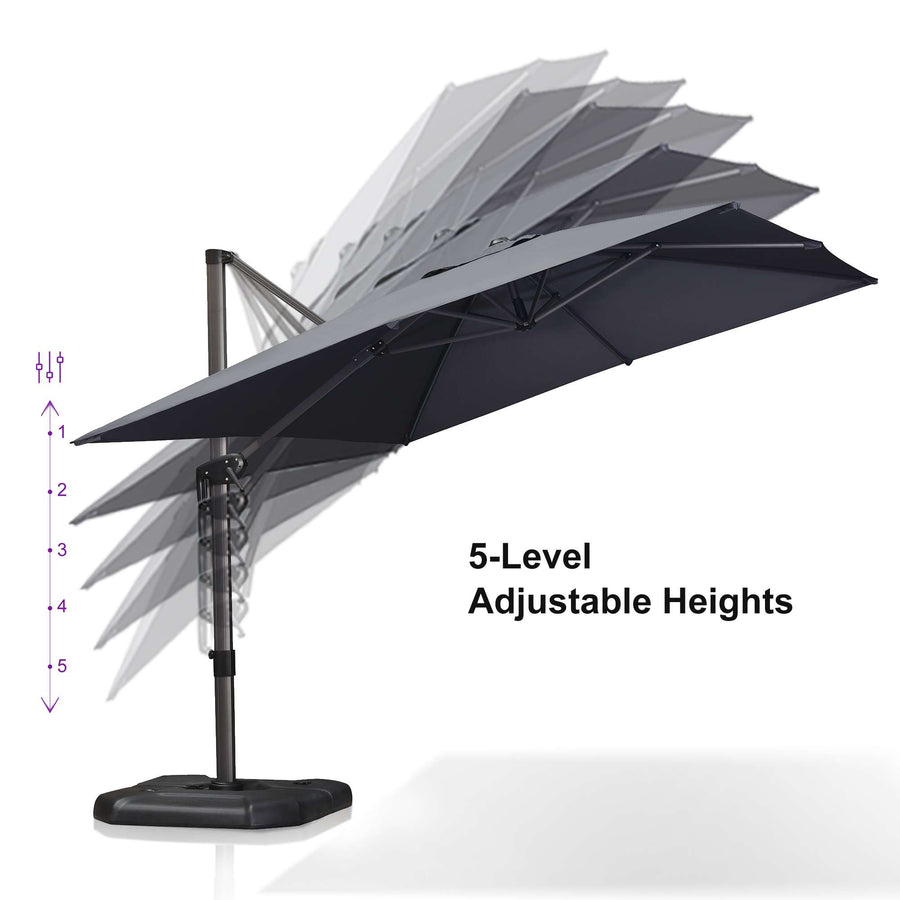 PURPLE LEAF Outdoor Umbrella Rectangle Aluminium Cantilever Umbrella with 360° Rotation for Garden pool beach