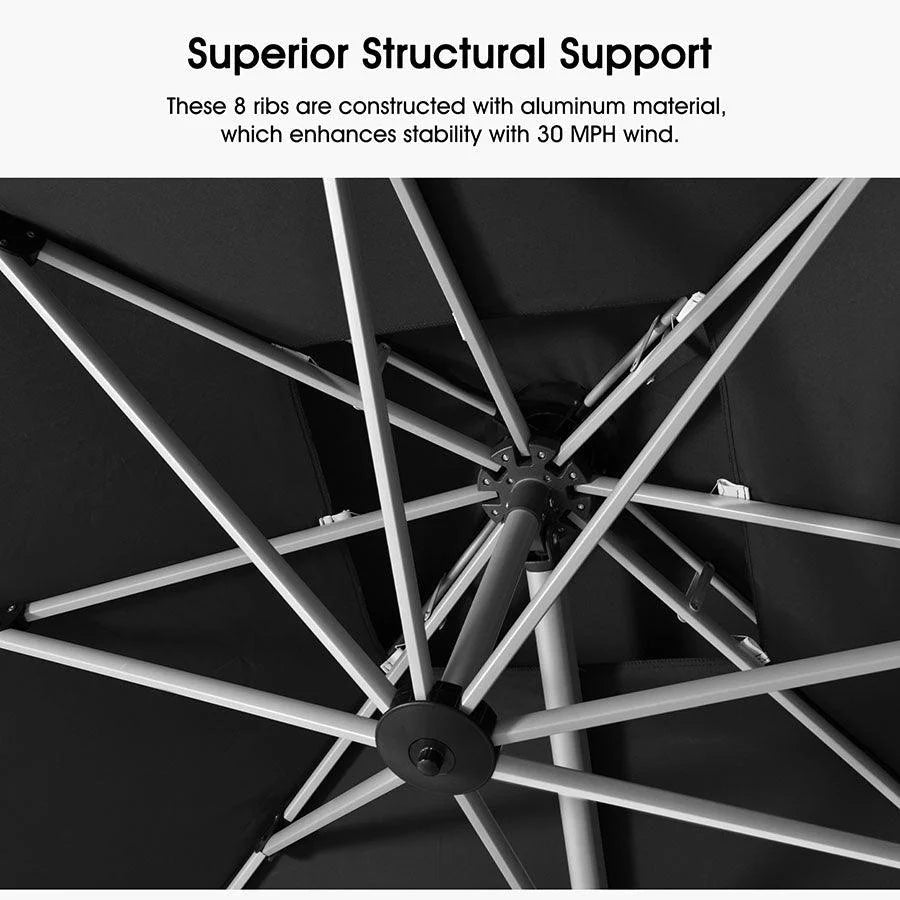 PURPLE LEAF Double Top 360° Rotation Windproof Square Cantilever Patio Classic Umbrella