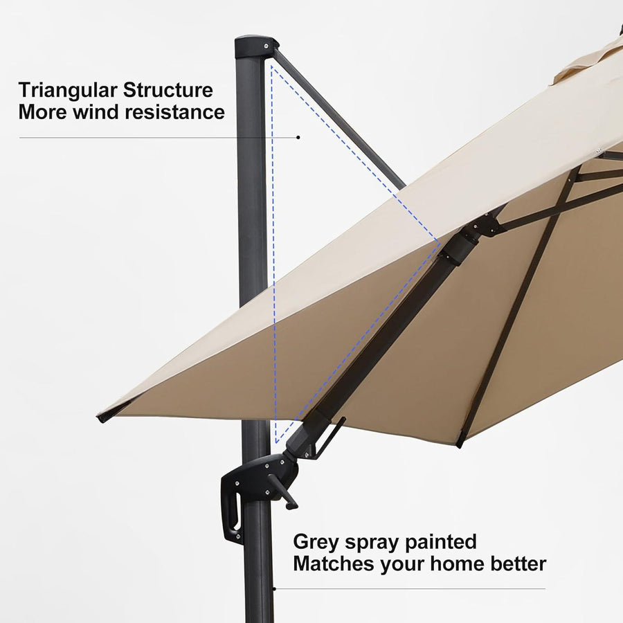 PURPLE LEAF Economical Patio Umbrella Swivel Squrare Outdoor Umbrellas