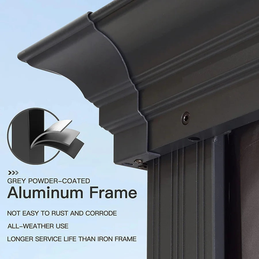 PURPLE LEAF Luxury Patio Gazebo for Backyard Upgraded Heavy Duty Galvanized Steel Roof Enhanced Stability and Premium Curtains