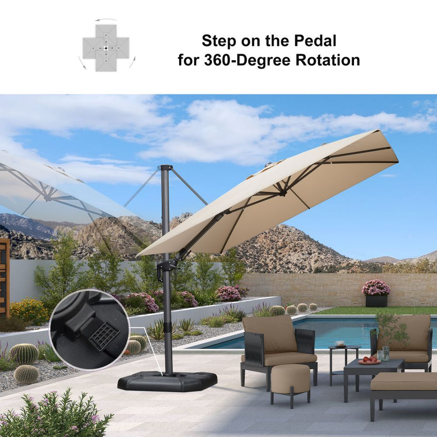 PURPLE LEAF Economical Patio Umbrella Swivel Square Outdoor Umbrellas