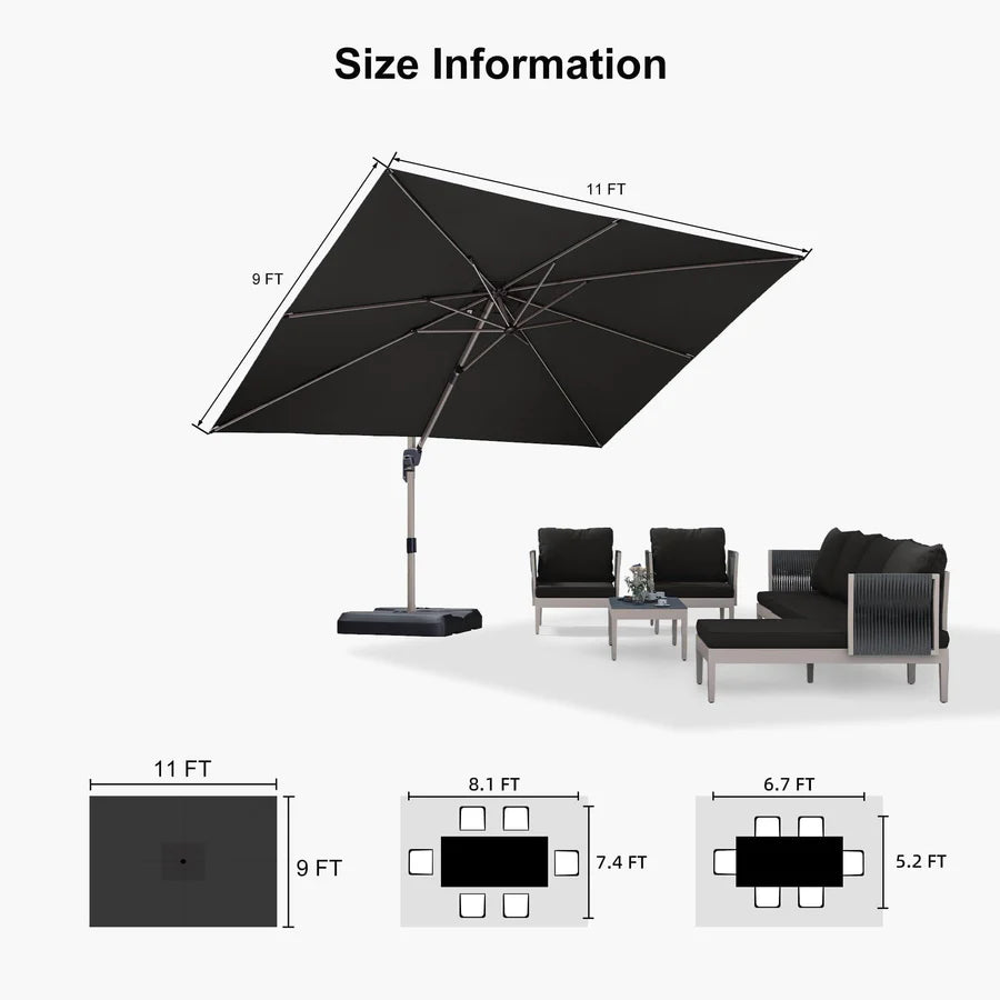 PURPLE LEAF Deluxe Aluminium Outdoor Patio Umbrella Square Cantilever Umbrellas