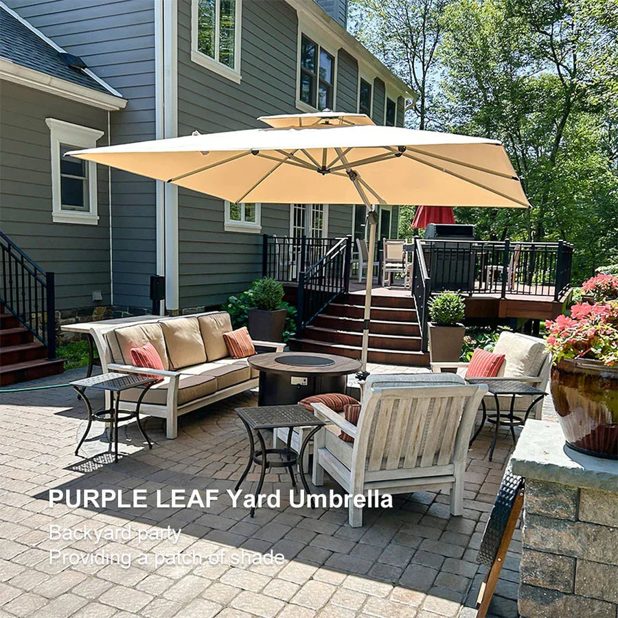 PURPLE LEAF Large Rectangular Porch Umbrella Outside Cantilever Patio Yard Umbrella