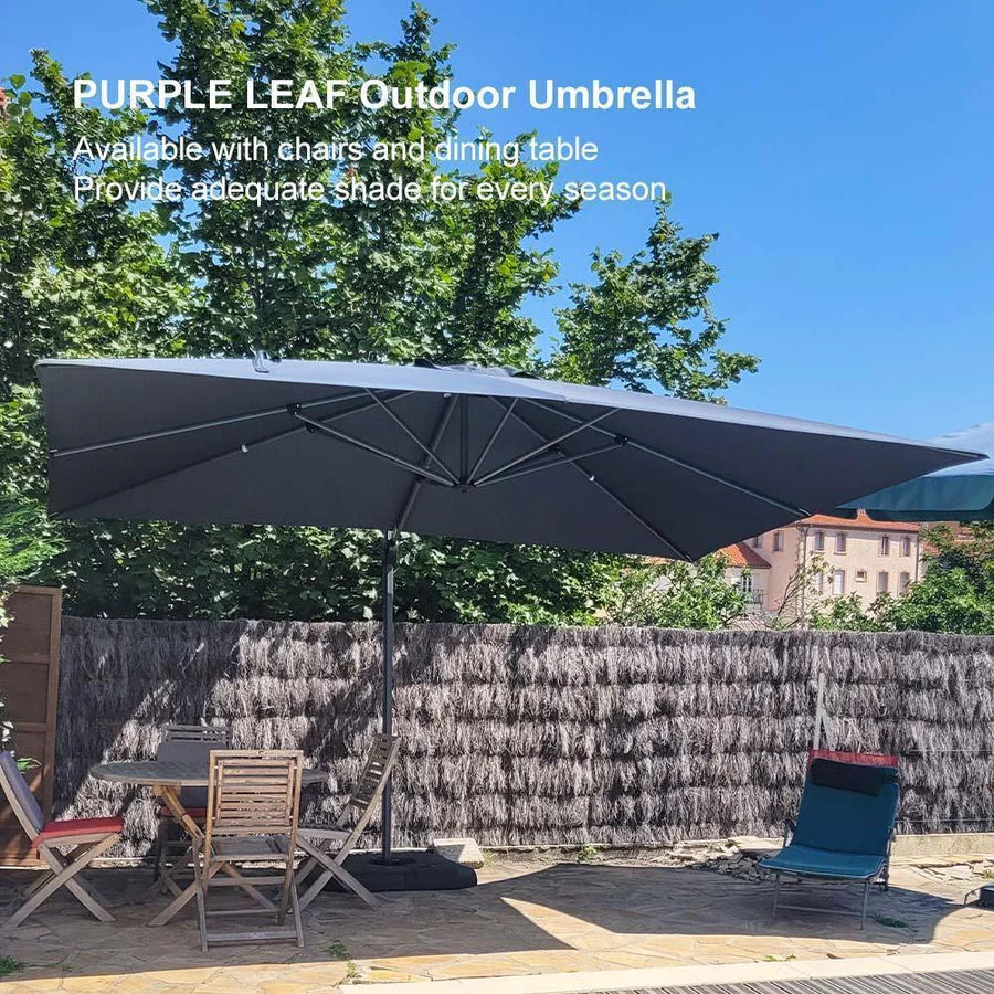 PURPLE LEAF Outdoor Umbrella Rectangle Aluminium Cantilever Umbrella with 360° Rotation for Garden pool beach