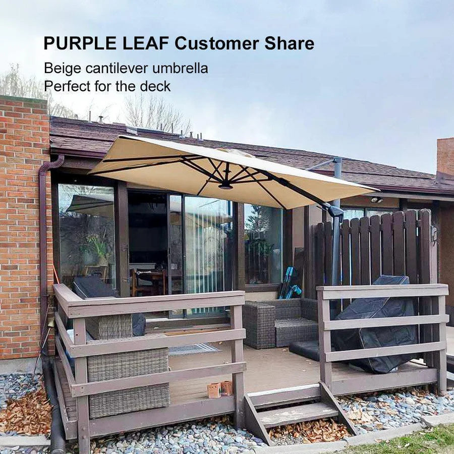 PURPLE LEAF Deluxe Aluminium Outdoor Patio Umbrella Square Cantilever Umbrellas
