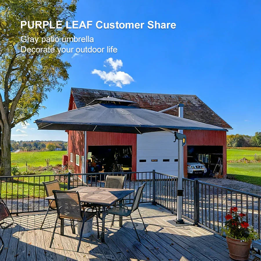 PURPLE LEAF Double Top Rectangle Outdoor Classic Umbrella