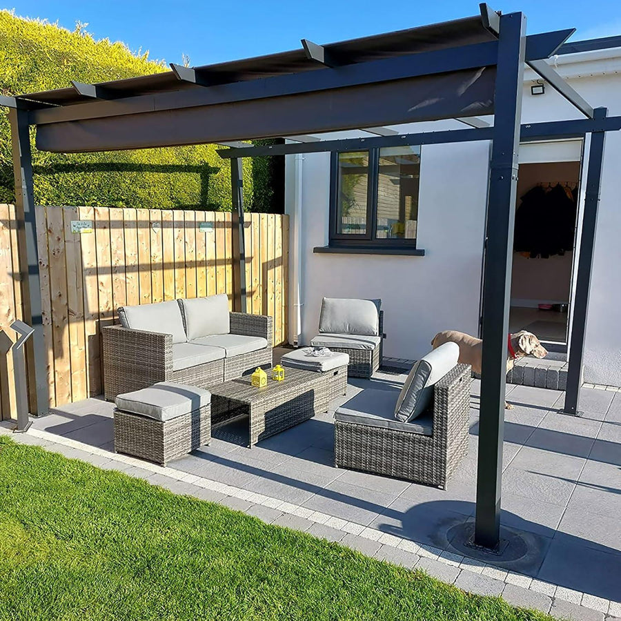 PURPLE LEAF Retractable Pergola with Double Sun Shade Canopy Heavy-Duty Aluminum Pergola