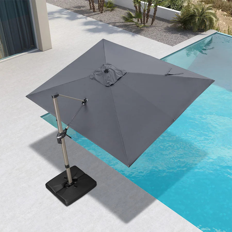 PURPLE LEAF Deluxe Aluminium Outdoor Patio Umbrella Square Cantilever Umbrellas