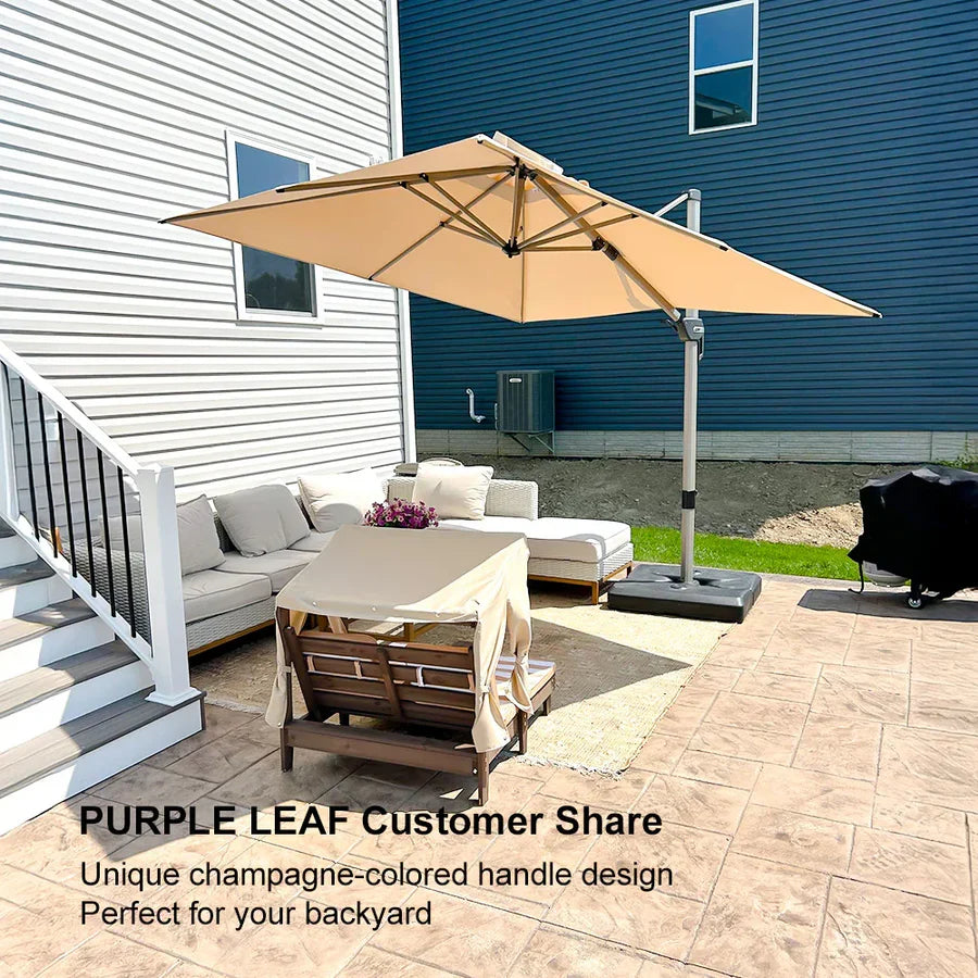 PURPLE LEAF Deluxe Aluminium Outdoor Patio Umbrella Square Cantilever Umbrellas