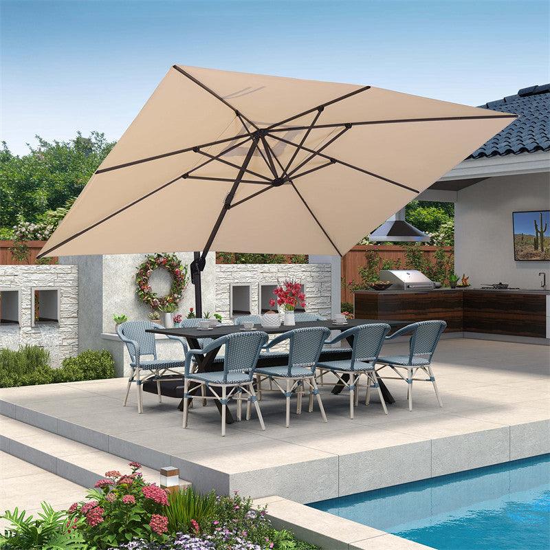 PURPLE LEAF Outdoor Umbrella Square Aluminium Cantilever Umbrella with 360° Rotation for Garden pool beach