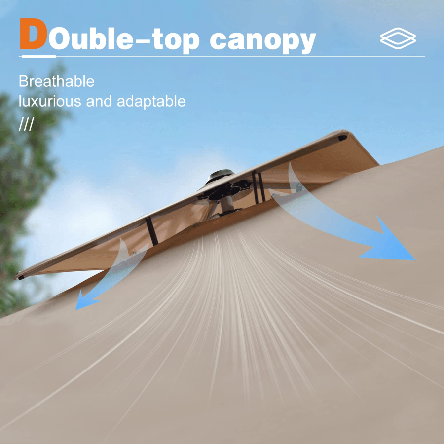 PURPLE LEAF Double Top 360° Rotation Windproof Square Cantilever Patio Classic Umbrella