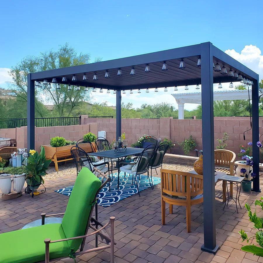 PURPLE LEAF Outdoor Louvered Pergola Patio Sun Shade Shelter with Adjustable Hardtop Patio Pergola Grey