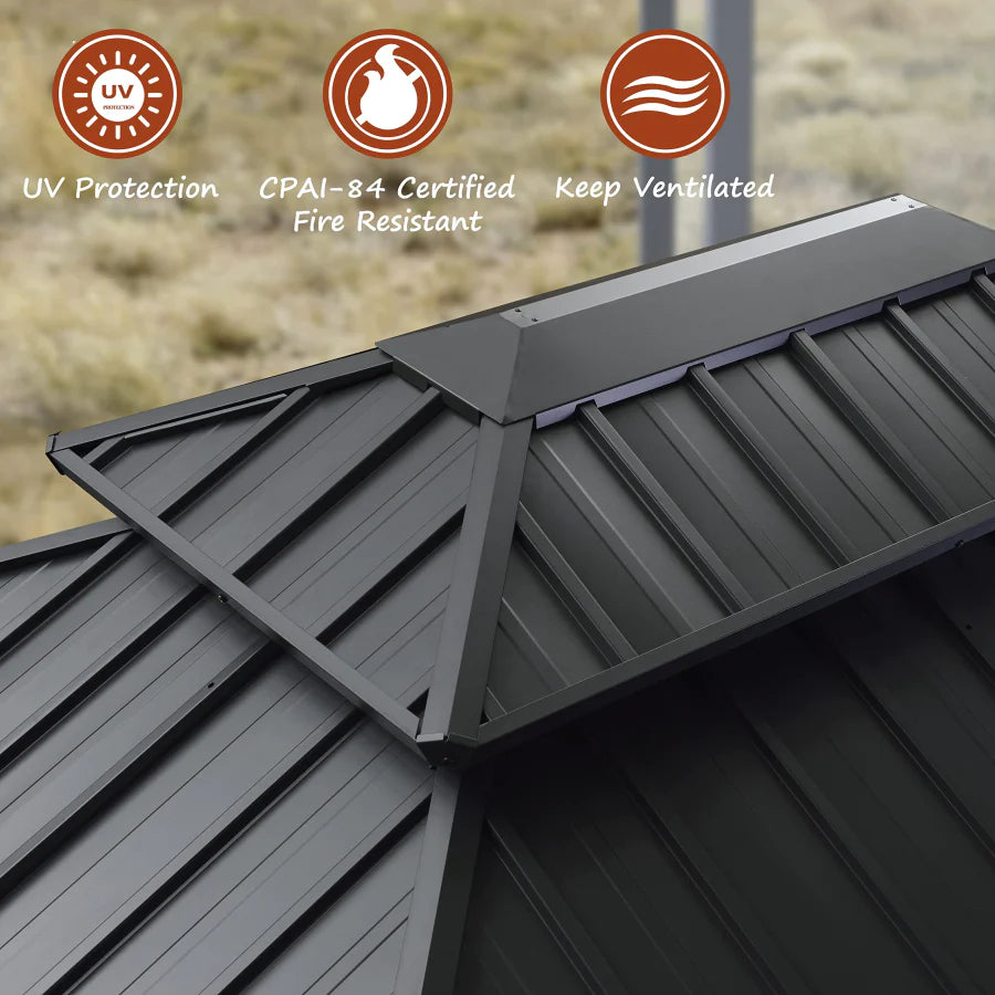 PURPLE LEAF Luxury Patio Gazebo for Backyard Upgraded Heavy Duty Galvanized Steel Roof Enhanced Stability and Premium Curtains