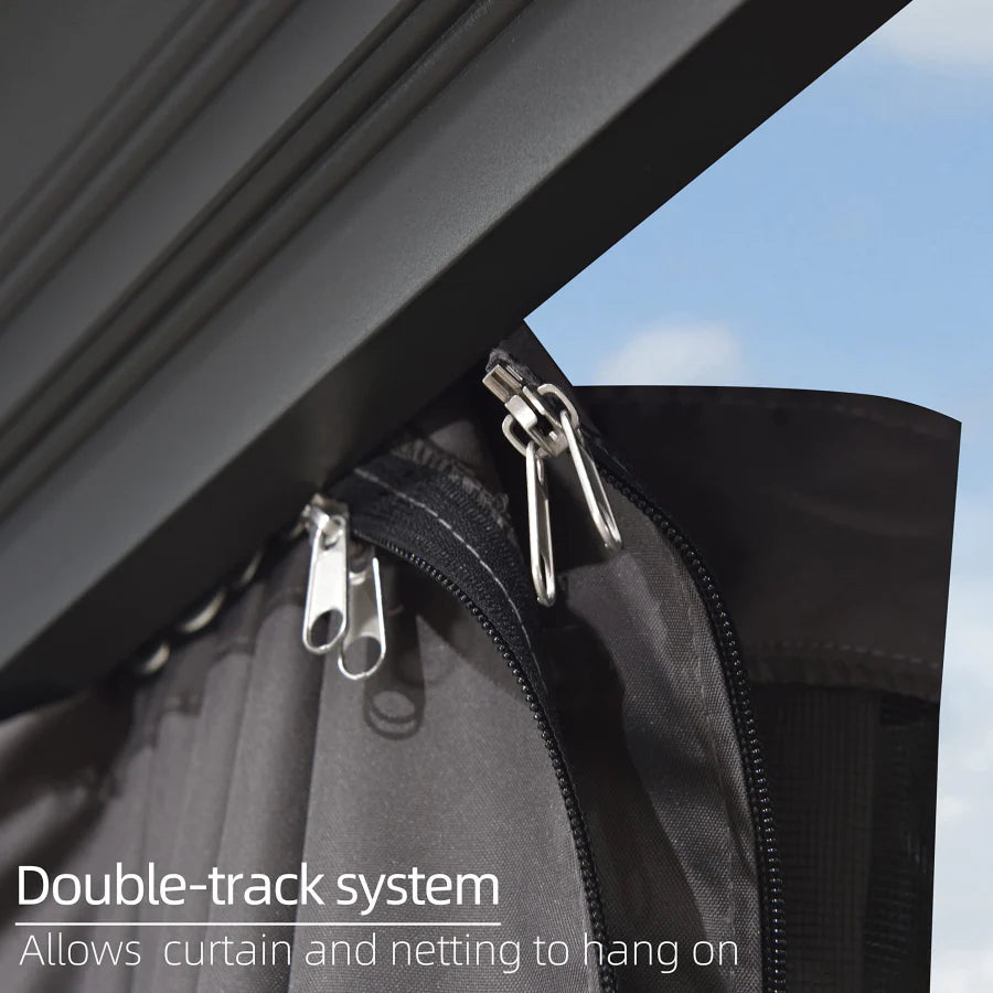 PURPLE LEAF Luxury Patio Gazebo for Backyard Upgraded Heavy Duty Galvanized Steel Roof Enhanced Stability and Premium Curtains